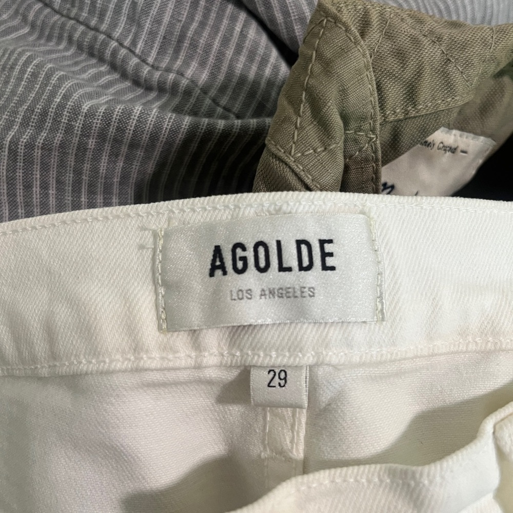 Agolde White Riley Cropped Straight-Leg Jeans - Picture 5 of 6